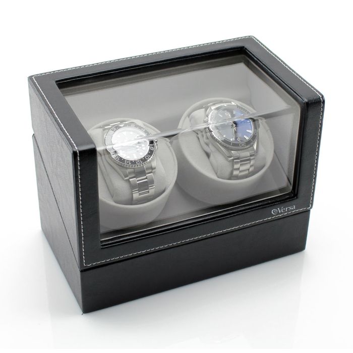 Versa Elite Double Watch Winder - Black Leather - Reconditioned - OTS-VR002-Leather